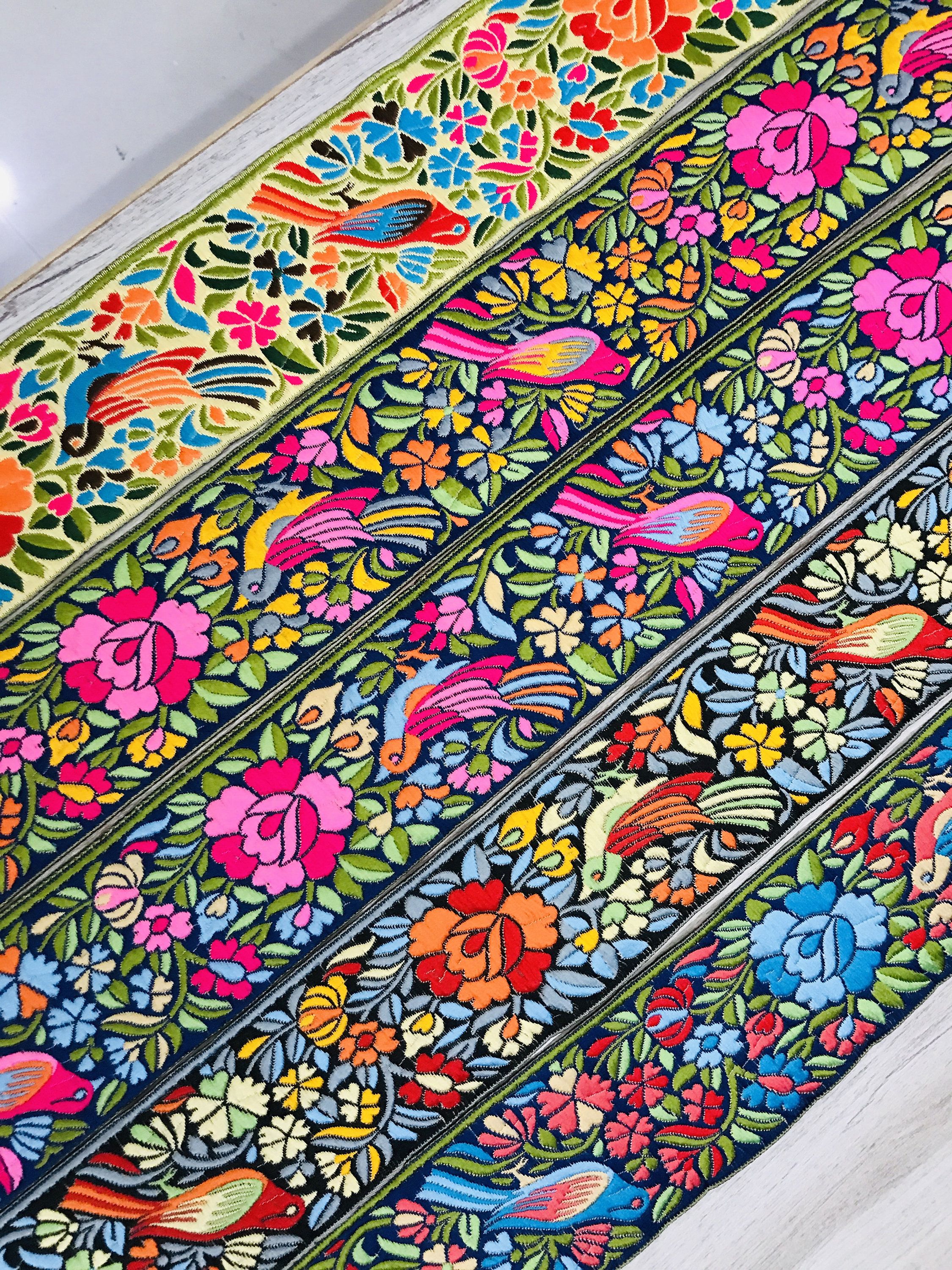 Birds Design Decorative Trim Embroidered Sari Border Silk Etsy Bird Design Decorative Trim Indian Fabric