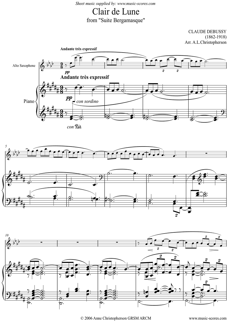 suite bergamasque 03 clair de lune alto sax sheet music by clair de lune violin sheet music