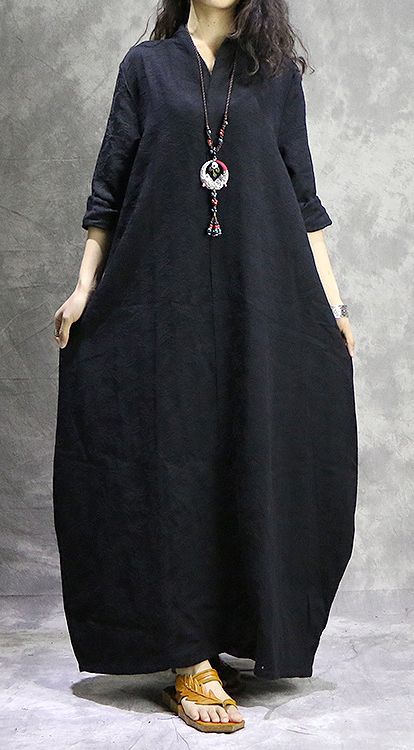 Unique Jacquard Cotton Soft Surroundings Fashion Wardrobes Black Loose Dress Spring Cottondress Blackdress Islami Giyim Bohem Tarzi Kiyafetler Kiyafet