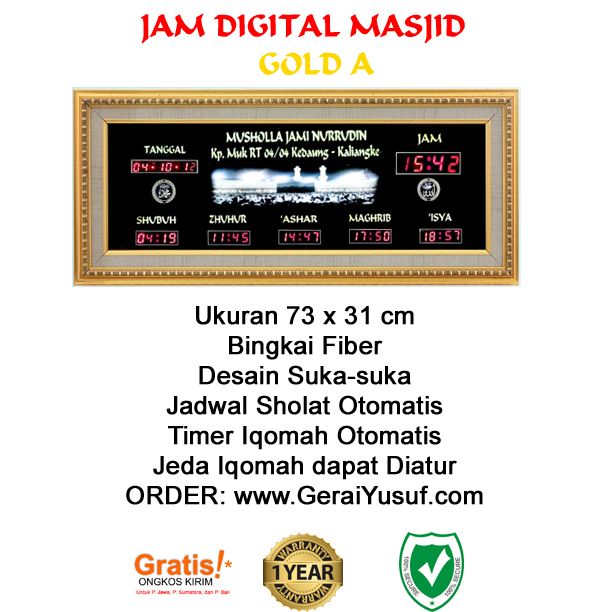 Jam Digital Masjid Jadwal Sholat Digital Otomatis Tipe Gold A