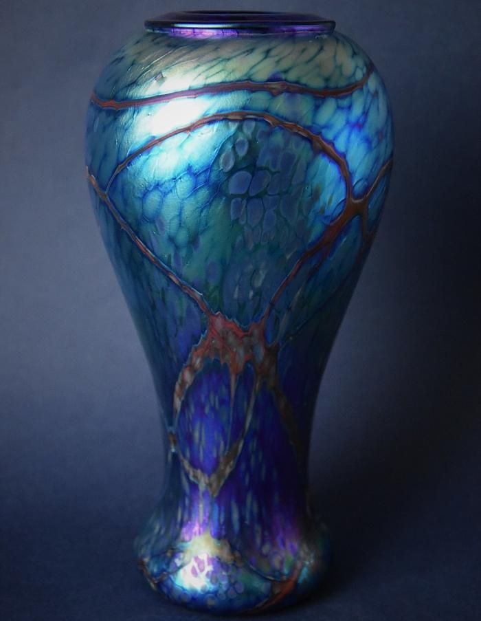 Richard Golding Station Glass Blue Vase Isle Of Wight Glass Richard Golding