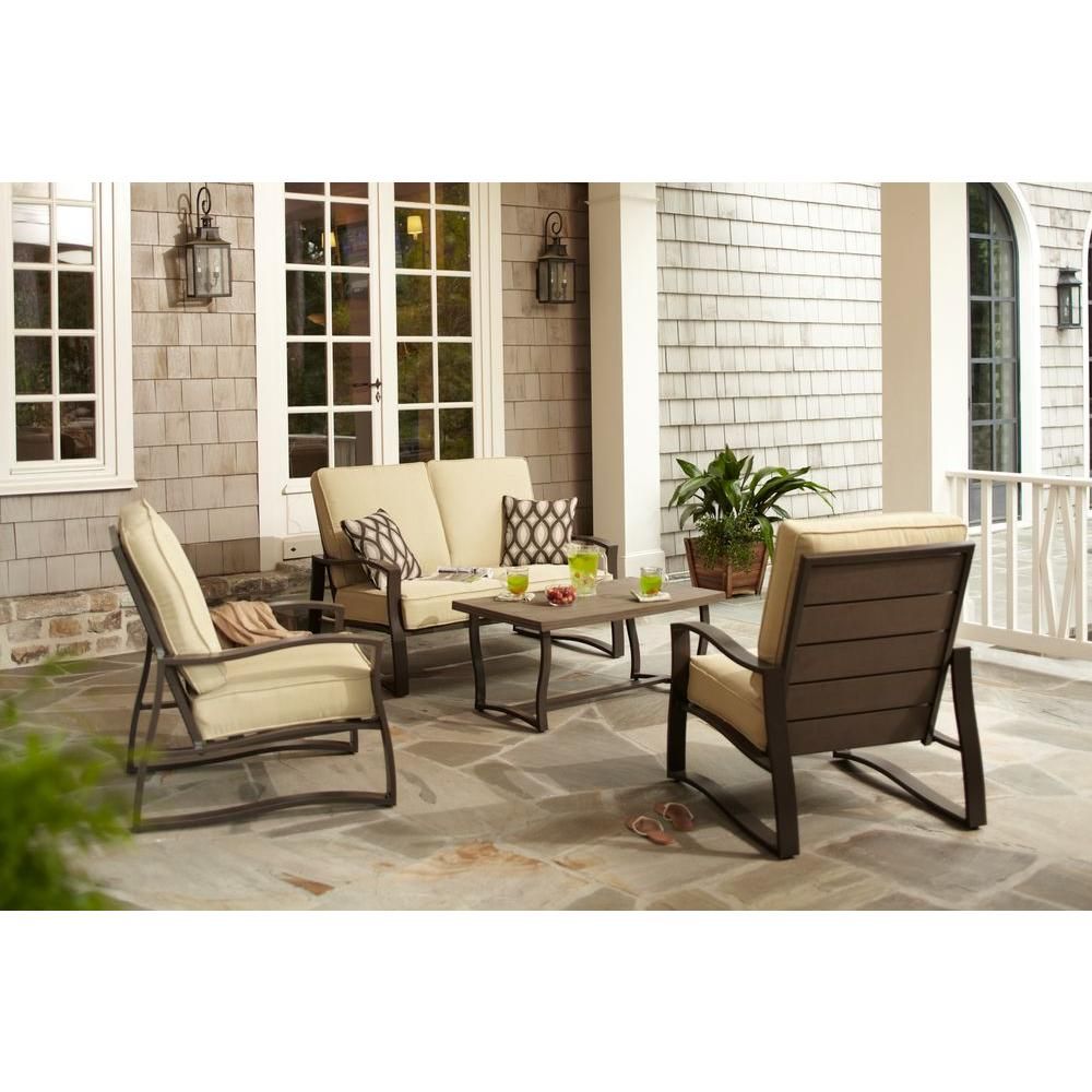 Hampton Bay Ridgefield 4-Piece Patio Conversation Set ... Hampton Bay Ridgefield 4-Piece Patio Conversation Set ... on Living Spaces Patio Set id=68713