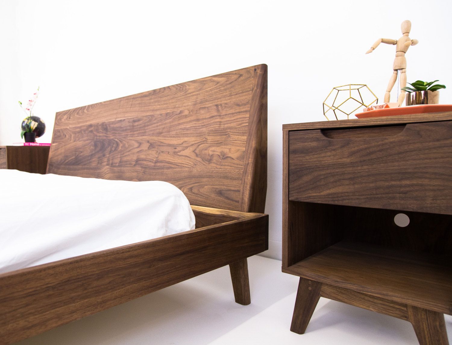 Queen Bed Frame Platform The Bosco Modern Mid Century Queen Bed Frame Platform The Bosco, Modern Mid Century Natural Color Walnut King Size Platform Bed