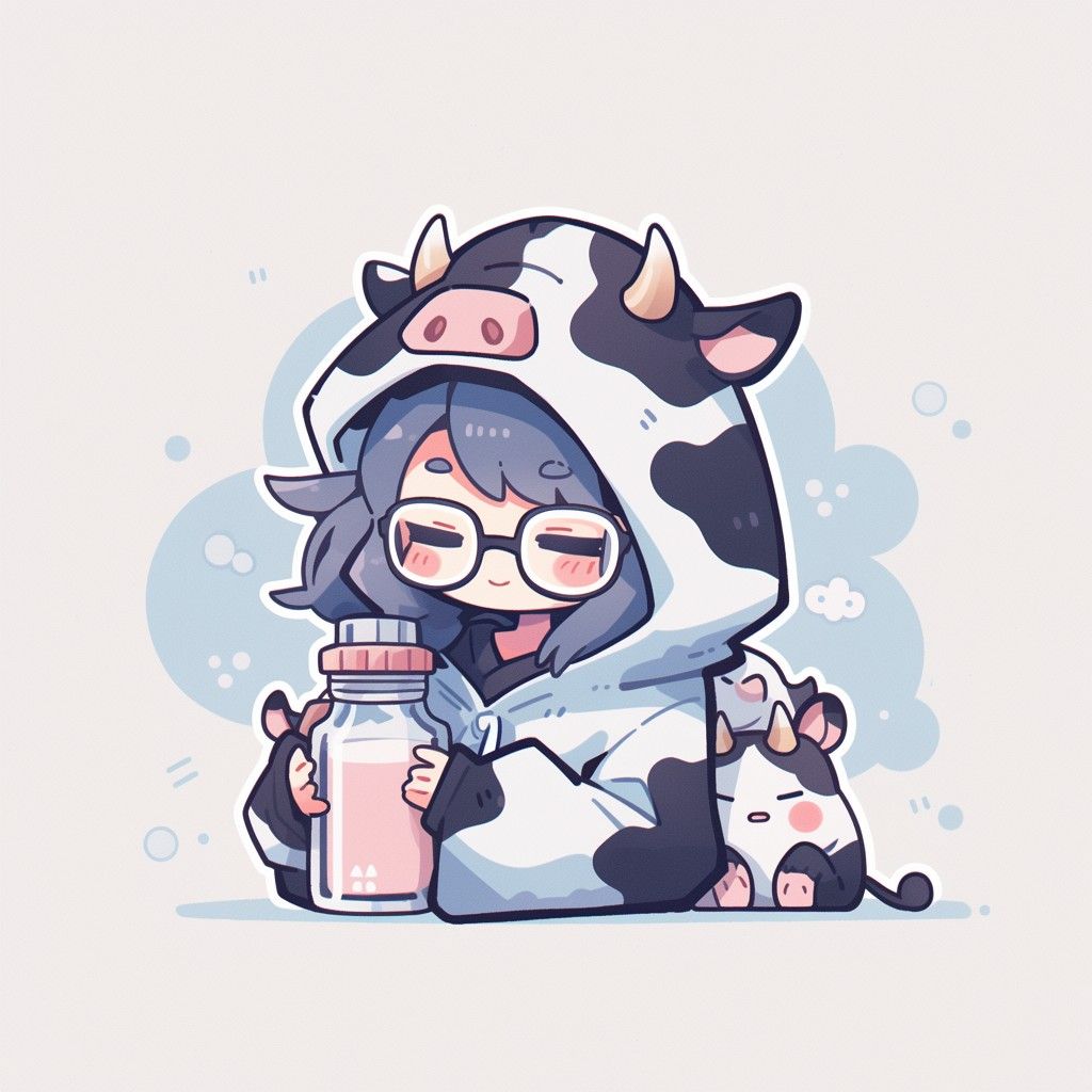 Chibi cow girl emoji