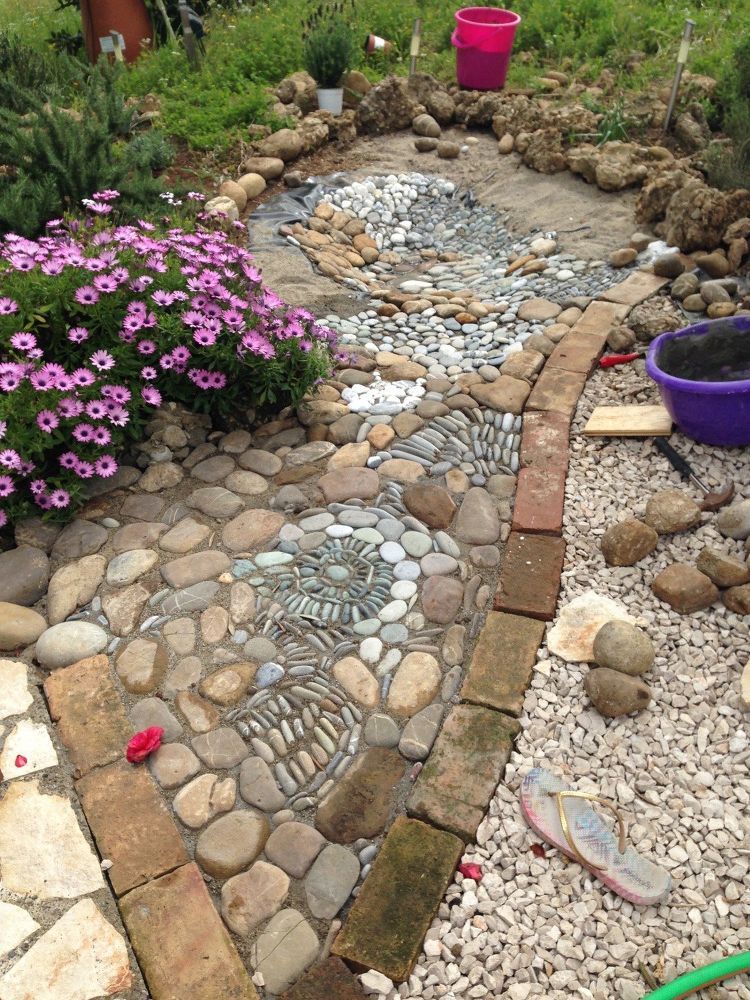 How To Make A Pebble Mosaics Pond Diy Backyard Garden Landscape Landscaping With Rocks Diy Pond