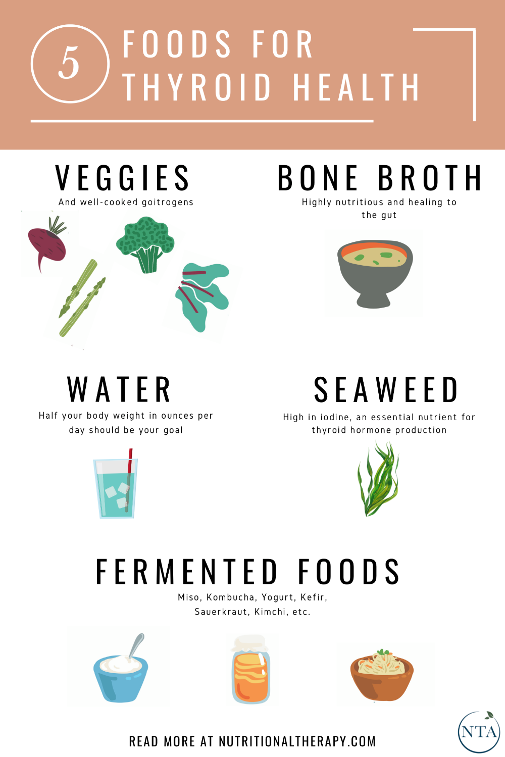 5 Foods to Boost Thyroid Health: Common Symptoms and Tips - The NTA Foods For Thyroid Health, Thyroid Diet, Hormone Health, Thyroid Issues, Thyroid Symptoms, Hypothyroidism Diet, Thyroid Disease, Thyroid Cancer, Ancestral Nutrition