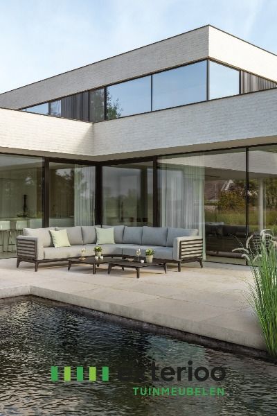 Outdoor trends 2020 | Complete loungeset met frame in aluminium (zwart) en zit- en rugkussens in Weather+ Softtouch (grijs). De loungeset bestaat uit een loungehoek (B 284 x D 284 x H 62 cm), een loungetafel in aluminium (L 85 x B 85 x H 21 cm) en zit- en rugkussens. Er is plaats voor 5 personen. House Plans, Garden, Outdoor Decor, Trends, Home Decor, Porches, Garten, Decoration Home, Room Decor