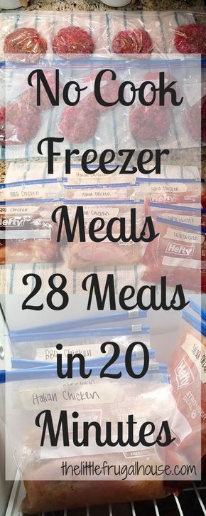 Get ahead and make some quick dinners for those busy nights! These no cook freezer meals are perfect for busy families! Get 28 meals made in 20 minutes! Freezer Friendly Meals, Freezer Dinners, Slow Cooker Freezer Meals, Freezable Meals, Healthy Meals, Chicken Freezer Meals, Delicious Meals, Easy Crockpot, Recipes