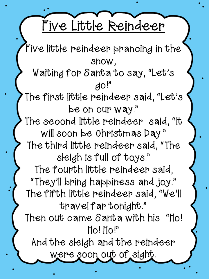 Reindeer Christmas poems, Christmas kindergarten, Preschool songs