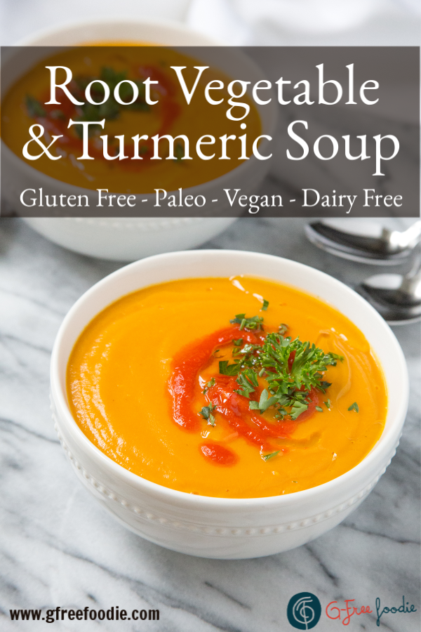 Warming Root Vegetable + Turmeric Soup Recipe | Gluten-Free + Paleo