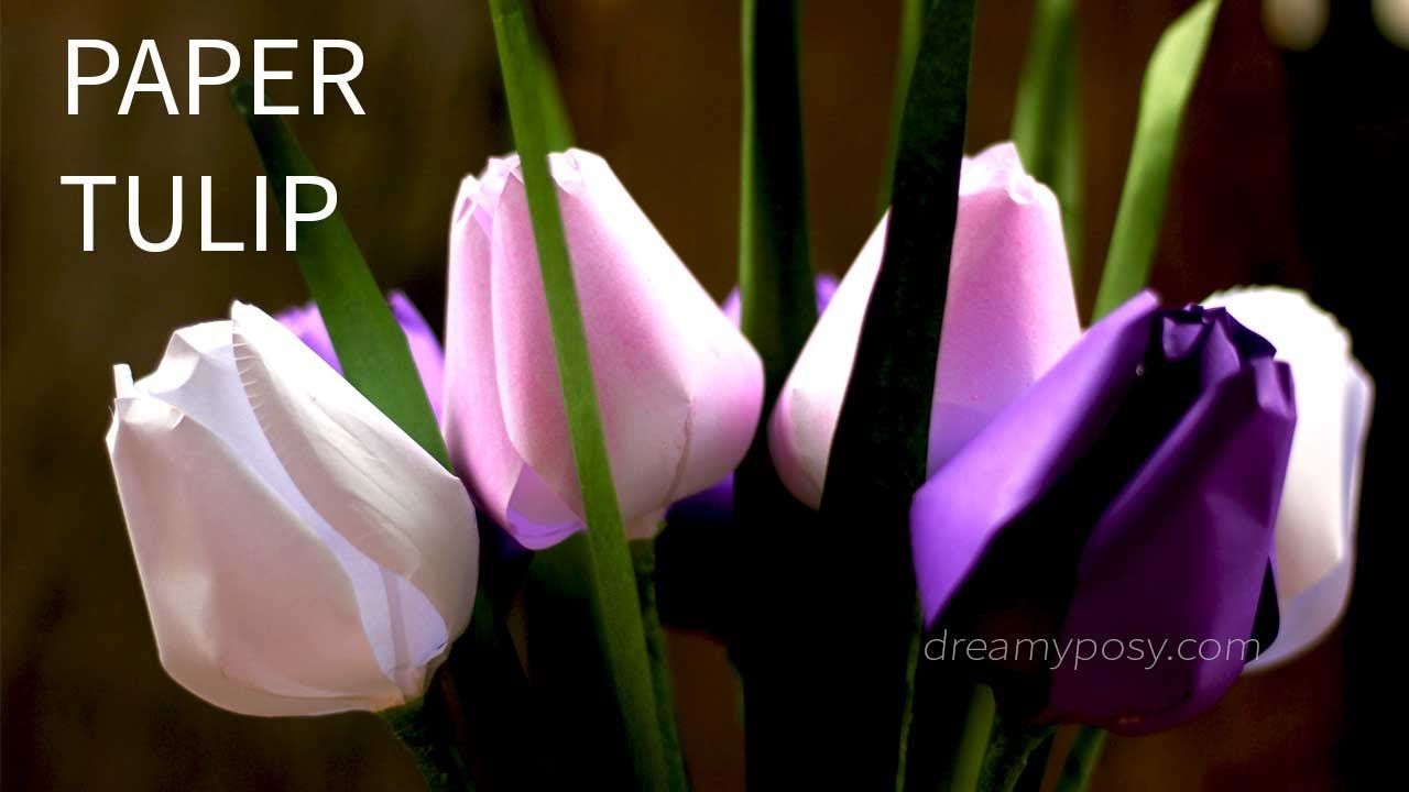free template and tutorial how to make paper tulip flower from