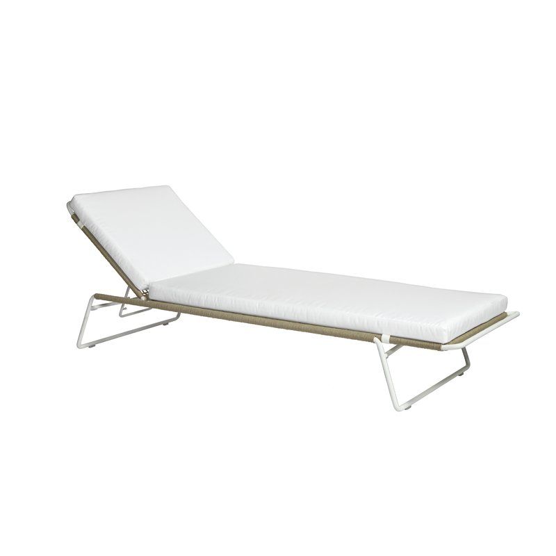 Sandur Sun Chaise Lounge With Cushion Frame Color Taupe Rope Stainless Steel Frame Cushion Color Canvas Chaise Lounge Teak Chaise Lounge Pool Chaise Lounge