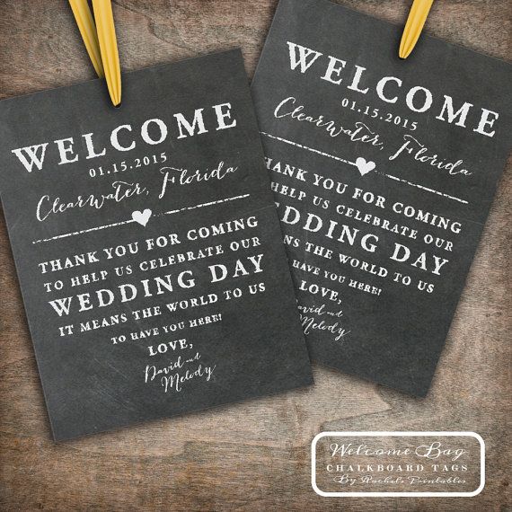 Printable Chalkboard Wedding Welcome Bag Tags Labels Hotel Printable Chalkboard Wedding Welcome Bag Tags Labels Hotel Bags Destination