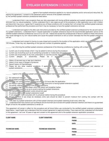 Downloadable Eyelash Extension Consent Form Extensions and Cosmetology - consent form Downloadable Eyelash Extension Consent Form Extensions and Cosmetology - consent form