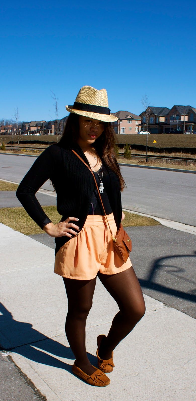 Spring Outfit Ideas Fedora Hat & High Waisted Shorts Beauty