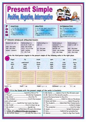 This Is A Two Page Thorough Worksheet To Practise Present Simple Tense It Contains Explanation And Spelling Rules Teaching English Grammar English Vocabulary