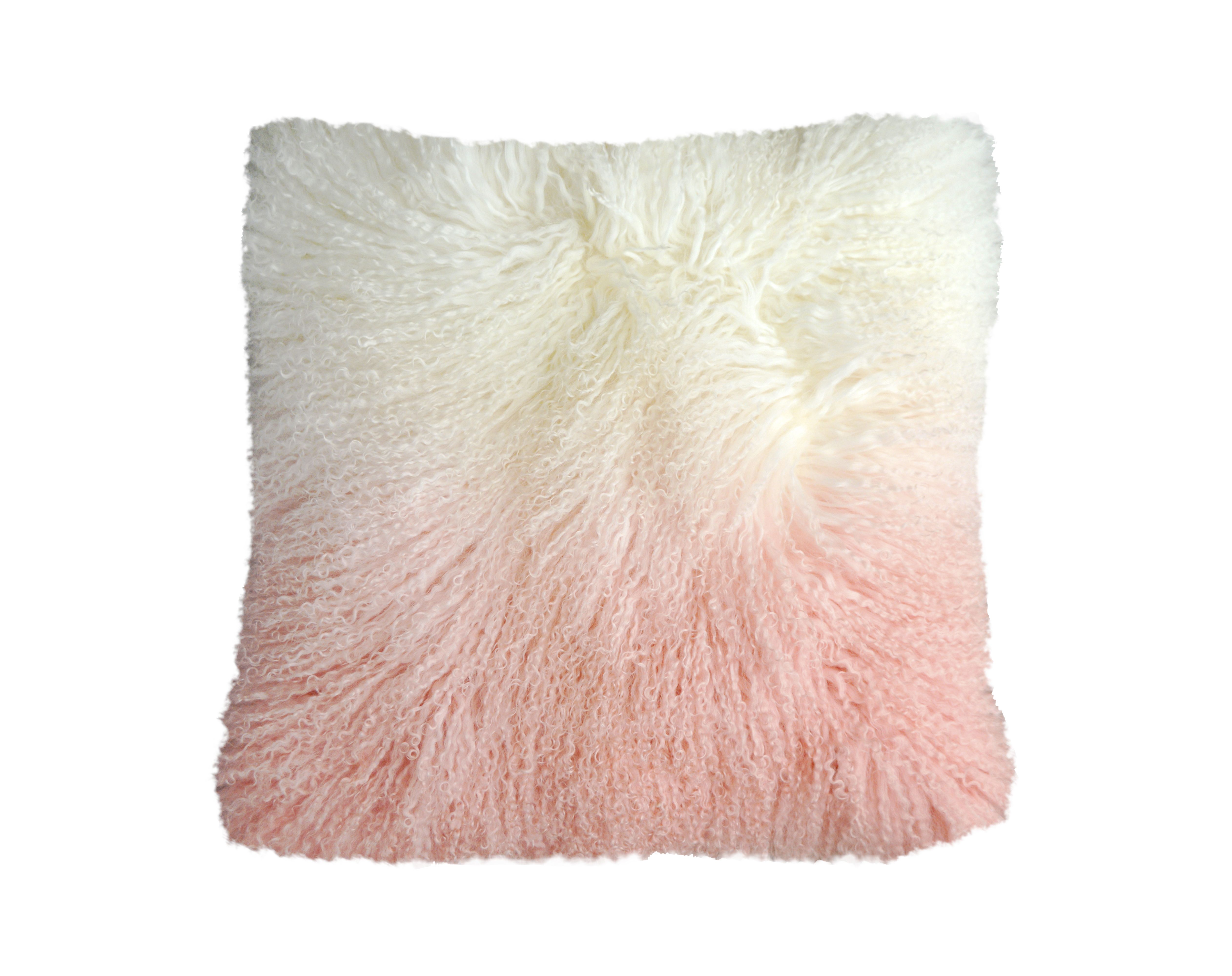 Mongolian Fur in Ombre Rose Quartz Aviva Stanoff Pink Quartz Pillow