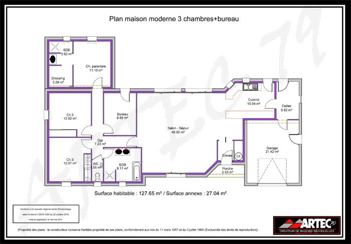 plan de maison plain pied 4 chambres avec garage - Recherche Google - plan de maison 100m2 plan de maison plain pied 4 chambres avec garage - Recherche Google - plan de maison 100m2