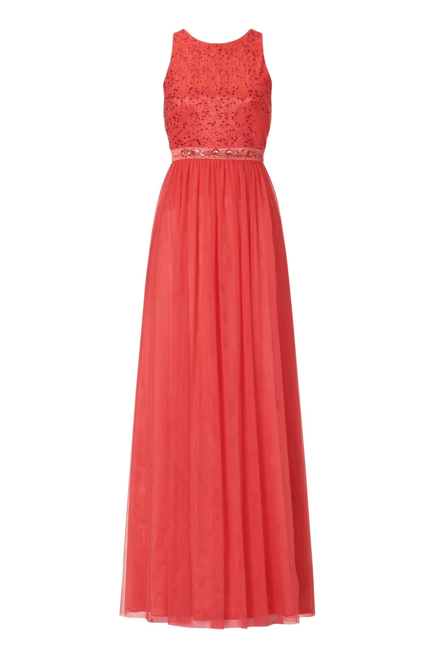 Langes Abendkleid aus feinem Tüll mit Pailletten Rot Vera Mont Langes Abendkleid aus feinem Tüll mit Pailletten Rot Vera Mont