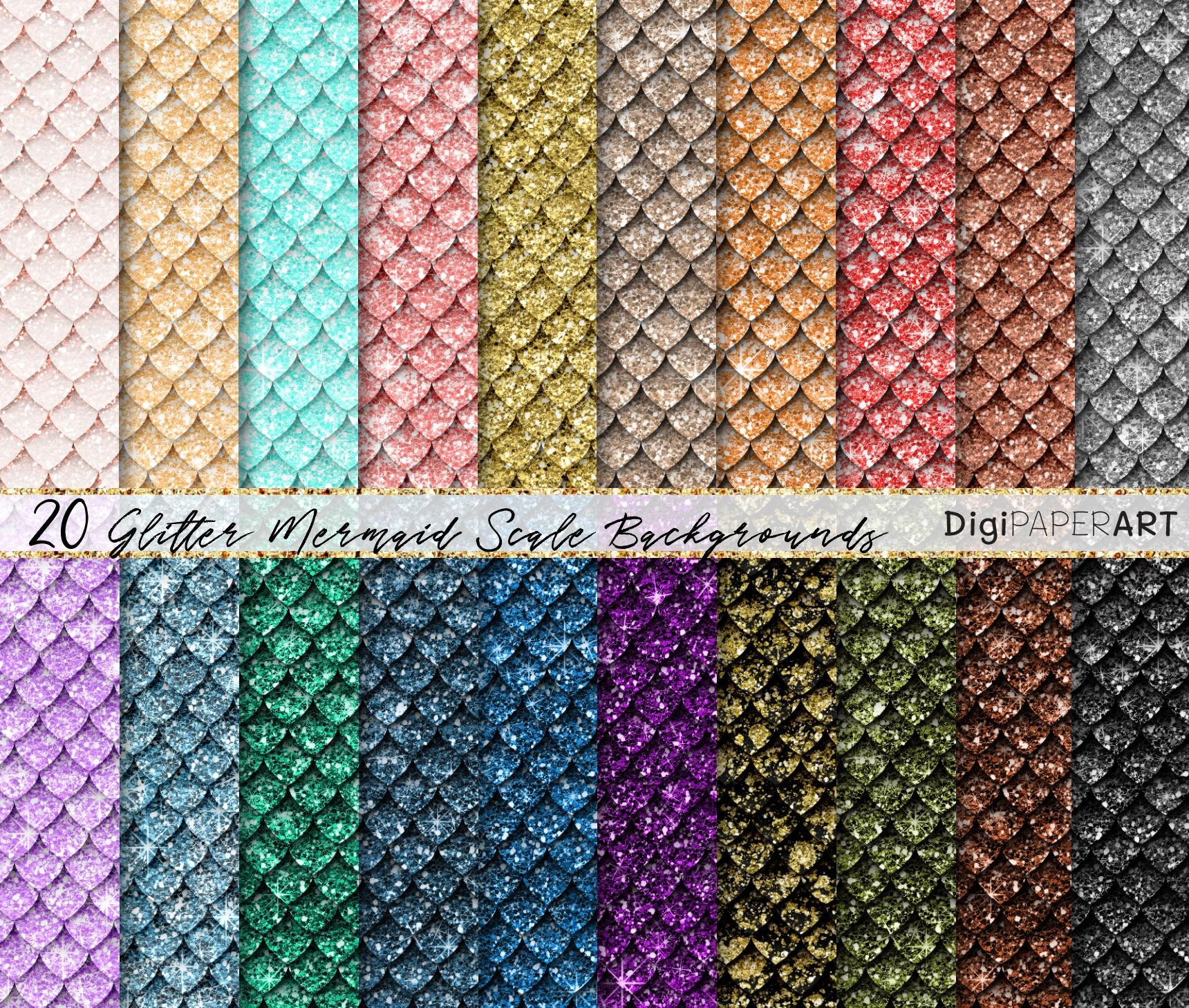 scale patterns backgrounds Sparkling Mermaid Scales Digital paper seamless mermaid tail textures glitter printable scrapbook paper