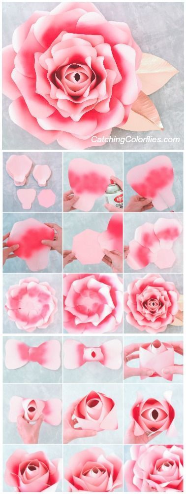 Large Paper Rose Template, Giant Paper Flower Printable Template & Tutorial, Paper Flowers, Wedding Backdrop, DIY Paper Flowers #paperflowertutorial