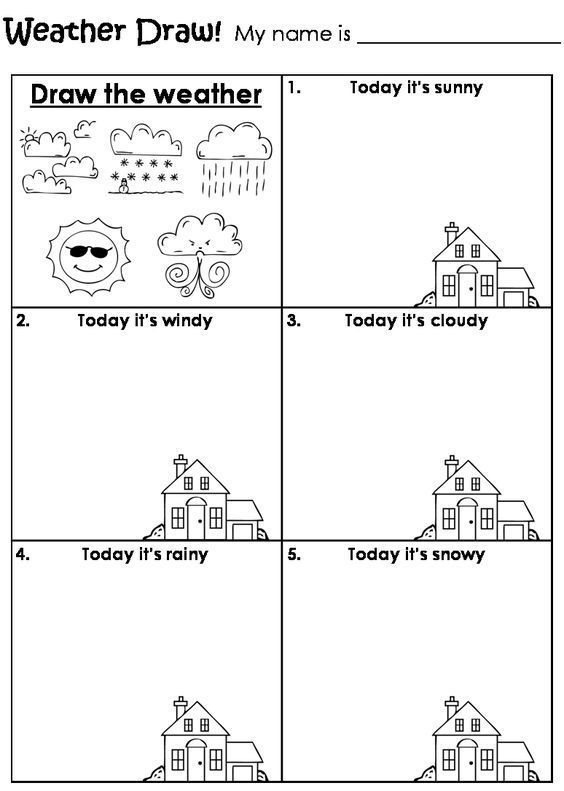 This is a fun worksheet to practice the weather with your beginner ESL students. Have your students read the sentence and draw the correct weather accordingly. Seasons Worksheets, Weather Worksheets, Science Worksheets, Science Lessons, Worksheets For Kids, Science Activities, Alphabet Worksheets, Weather Esl Activities, Money Worksheets