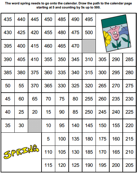 Spring math worksheets skip counting