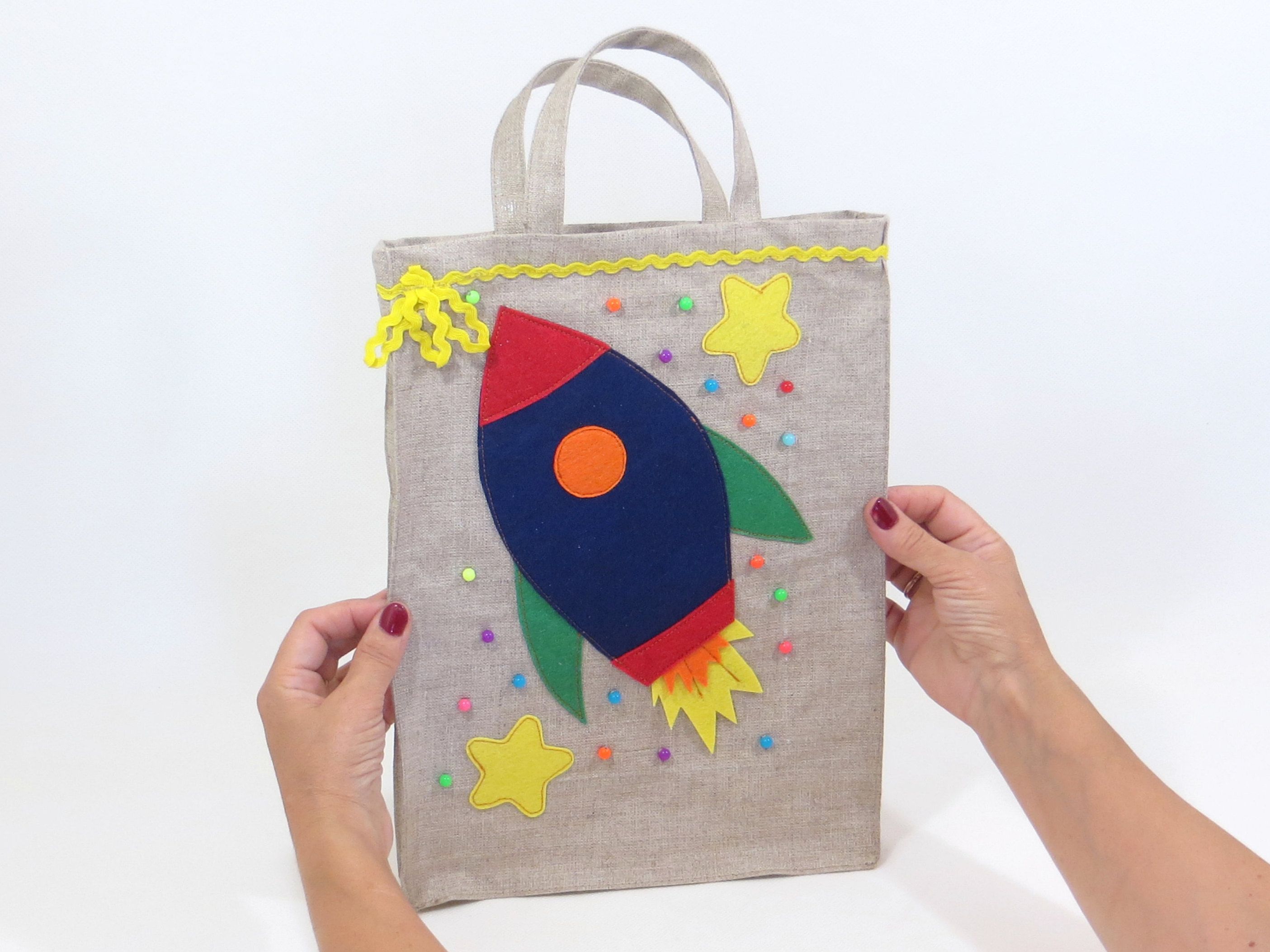 Linen Event Gift Bag For Fidget Blanket Felt Rocket D Linen Event Gift Bag For Fidget Blanket Felt Rocket D