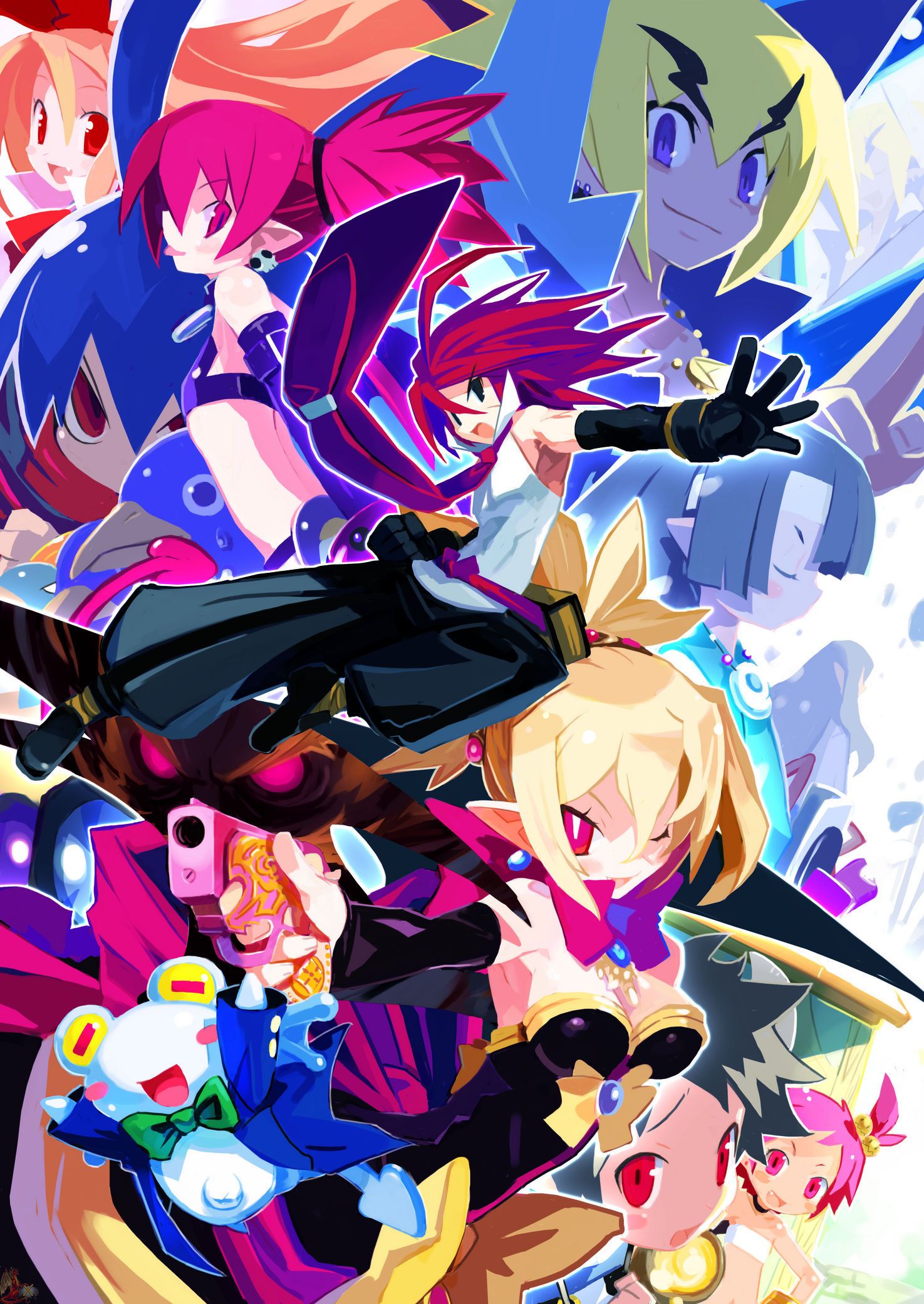 Axel Disgaea Bat Wings Blonde Hair Demon Girl Detached Sleeves Disgaea Disgaea 2 Elbow Gloves Etna Flat Chest Flonne Flonne Fallen Disgaea Character Art Art