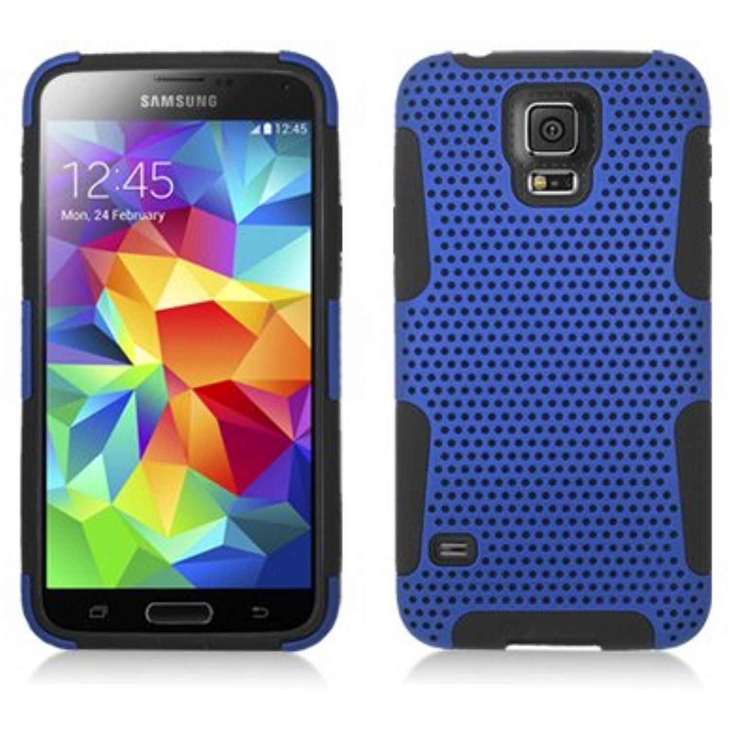 AIMO Progressive Hybrid Gummy Mesh Defense Case for Samsung Galaxy AIMO Progressive Hybrid Gummy Mesh Defense Case for Samsung Galaxy S5 Black Blue
