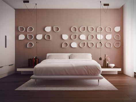 stanza-da-letto-moderna-parete-colore-beige-decorazioni-due ... stanza-da-letto-moderna-parete-colore-beige-decorazioni-due ...