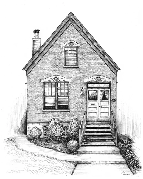 Building Sketch, Building Drawing, Residential Architecture Facades, Architecture Building, House Sketch, House Drawing, Watercolor House Painting, Painting & Drawing, Pencil Art Drawings