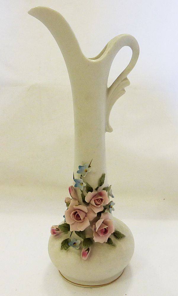 LEFTON CHINA HAND PAINTED 6 1 2” TALL FLOWER PITCHER VASE 074d4c857f1161b59cbbb3767a7d9f72