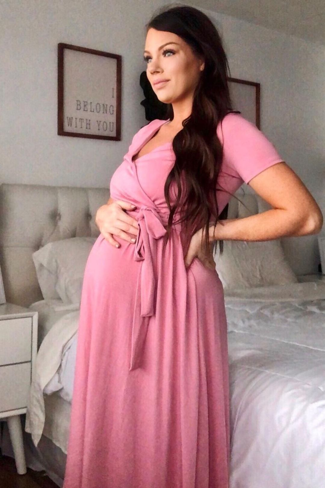 Pinkblush Pink Solid Hi Low Maternity Wrap Dress Stylish Maternity Outfits Maternity Wrap Dress Gender Reveal Dress