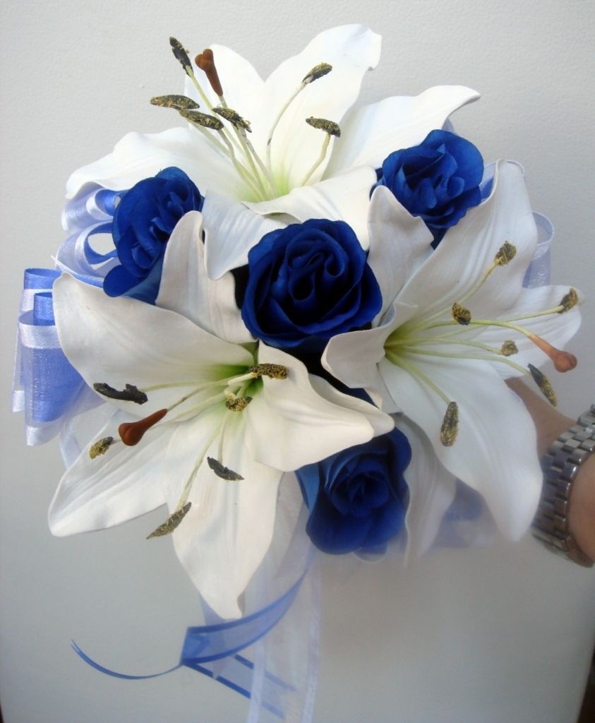 Wedding Flowers With Royal Blue Dresses Blue Wedding Bouquet