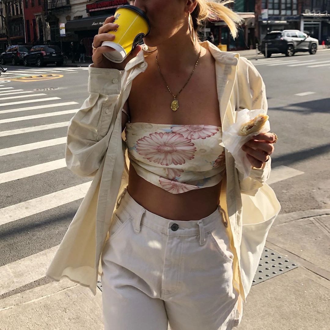 @mirrorpalais on Instagram: “It was basically summer in NY today. Sunflower bandana top avail...