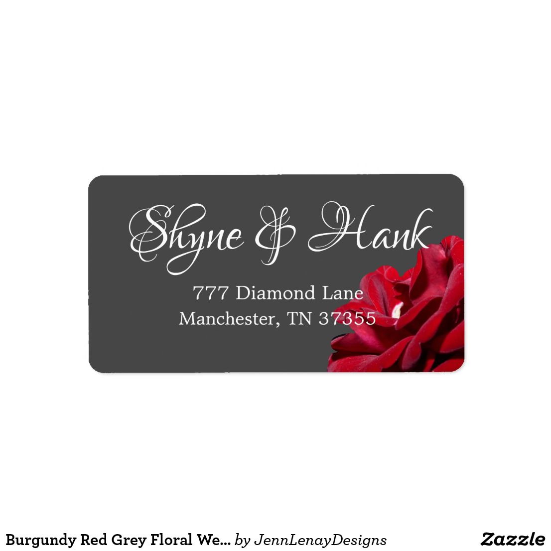 burgundy red grey floral wedding address labels in 2018 marsala red place card
