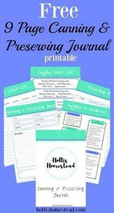free 9 page canning and preserving journal printable #lifehacks #fitness