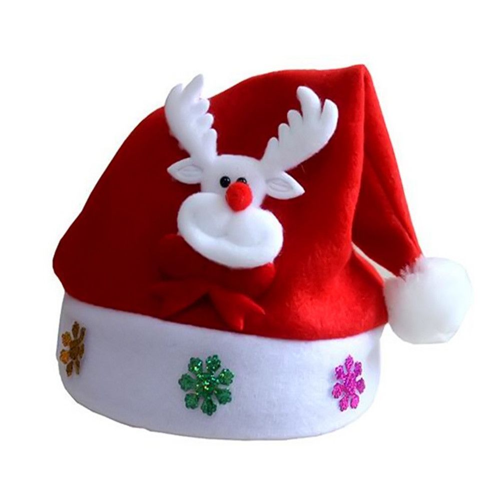 Santa Hat Black and Red Striped Plush Sz S//M Children Teens Holiday Party Cap