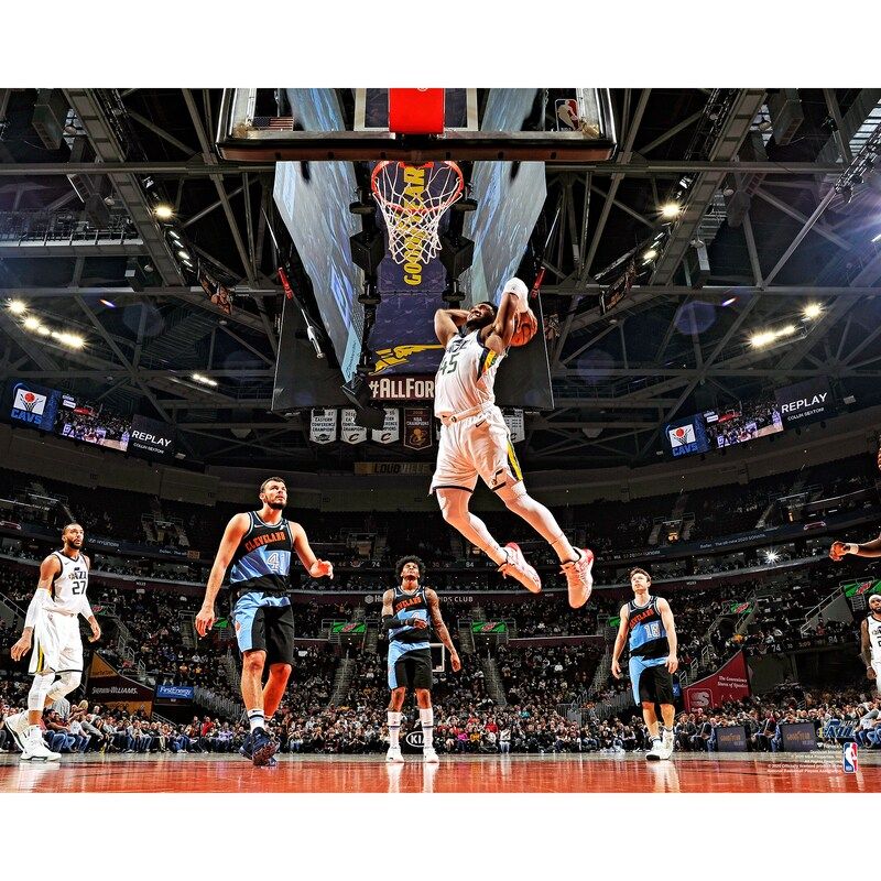 Donovan Mitchell Utah Jazz Fanatics Authentic Unsigned Dunk Vs Cleveland Cavaliers Photograph In 2021 Utah Jazz Donovan Mitchell Donovan