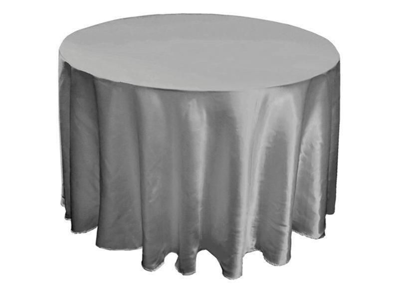 120 Silver Satin Round Tablecloth Table Covers Wedding Cloth Linens 120 Silver Satin Round Tablecloth, 120 Inch Round Plastic Table Covers