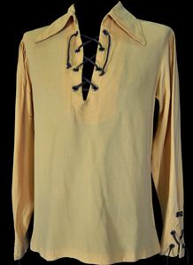 Mens Vintage Clothing 1960's Gold Lace Up Hippie Shirt Mens Vintage Clothing 1960's Gold Lace Up Hippie Shirt