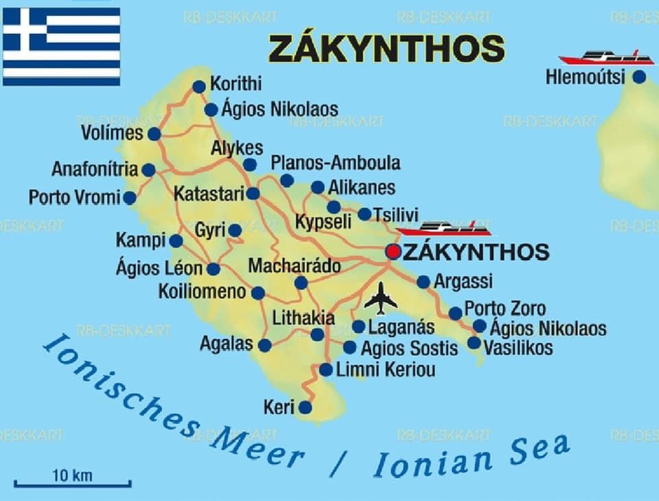 tourist map of zakynthos