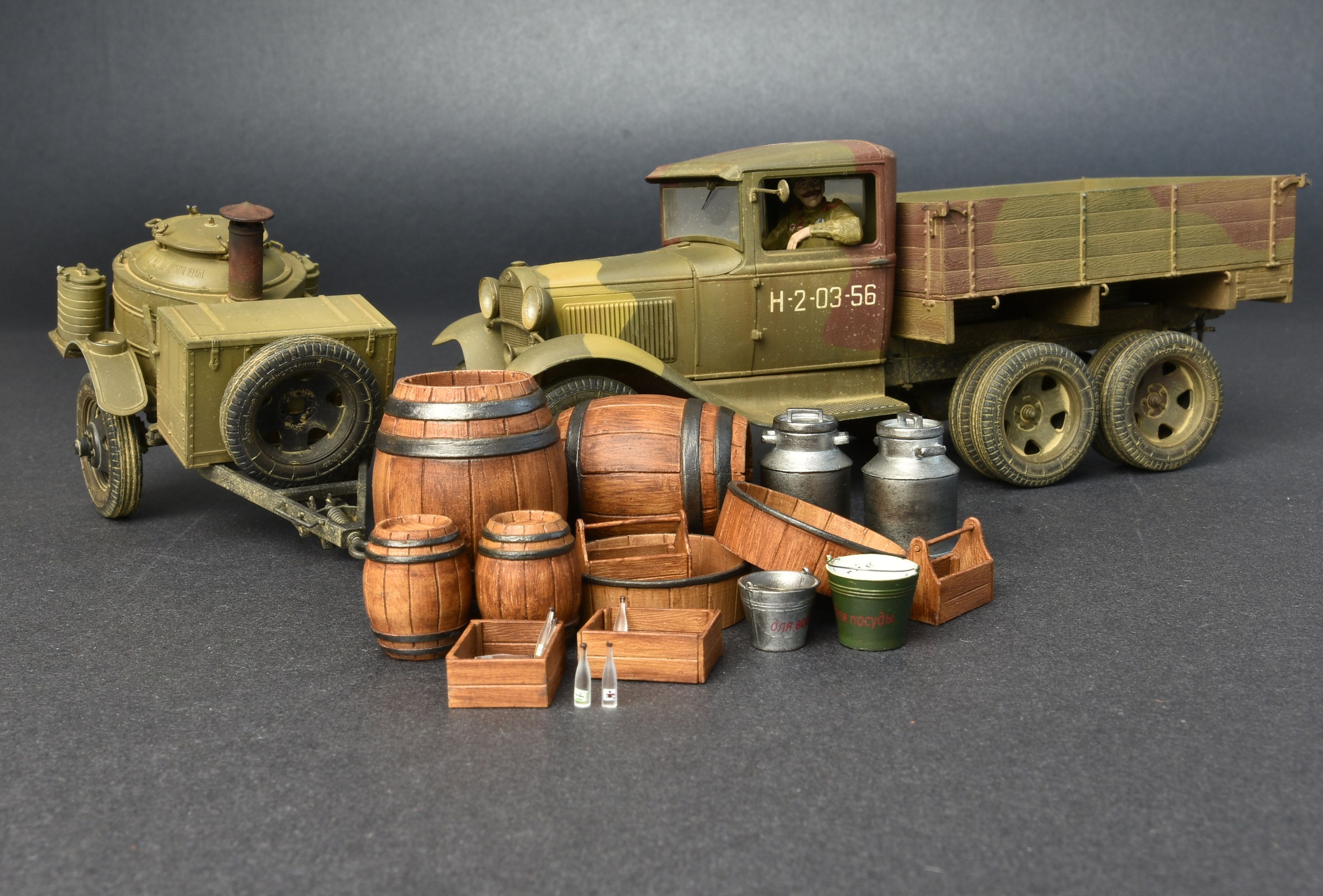 MiniArt 35257 Soviet 2T Truck AAA Type w//Field Kitchen WWII Military Miniatures 1//35 Scale Model Kit