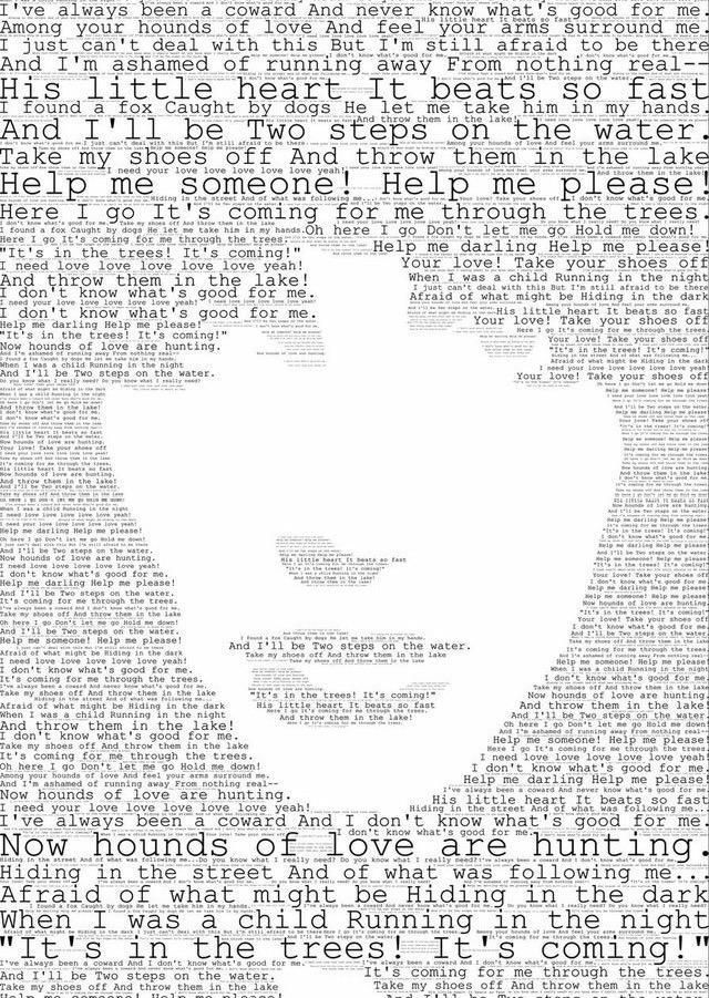 KATE BUSH Typography Words Song Lyric Lyrics Music Wall WUTHERING HEIGHTS