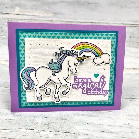 unicorn handmade card rainbow birthday card unicorn