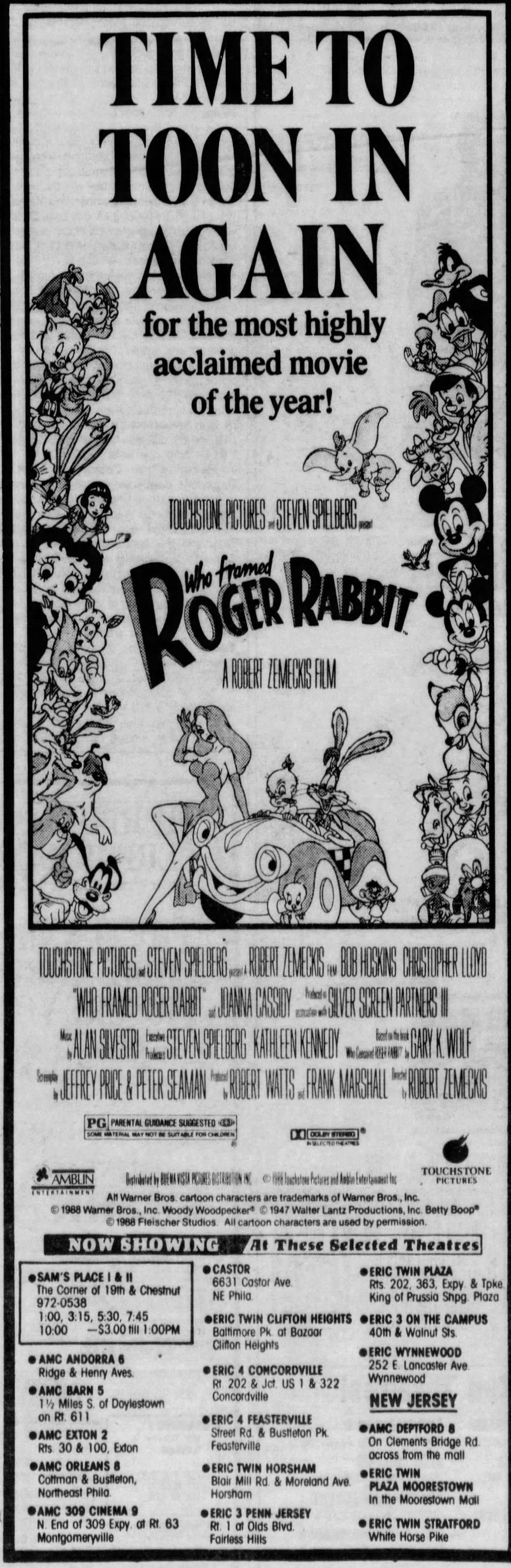 Who Framed Roger Rabbit 1988 Vhs Cover Good Movies Philadelphia Inquirer