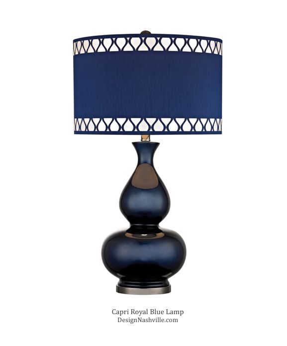 Capri Royal Blue Lamp Table Nickel Lamps Shades Table Lamp Nickel Lamps, Navy Blue Table Lamp Shade