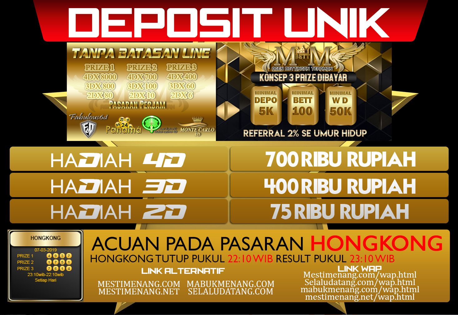 DEPOSIT UNIK MMBETT GOLD PRIZE Hidup, Unik