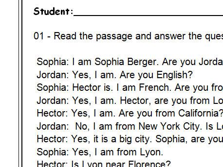 Where Are You From? Reading Comprehension Dialogue-Based ... Where Are You From? Reading Comprehension Dialogue-Based ...